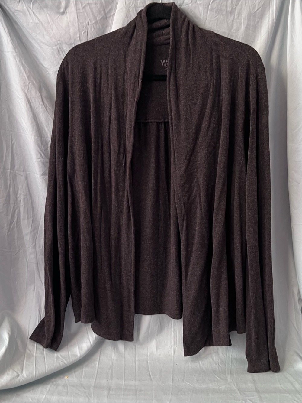 Eileen Fisher Open-Front Cardigan in Heathered Dark Brown